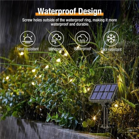 Solar String Lights Outdoor 320 LED Fairy Lights 132FT Waterproof Copper Wire - Picture 5 of 7
